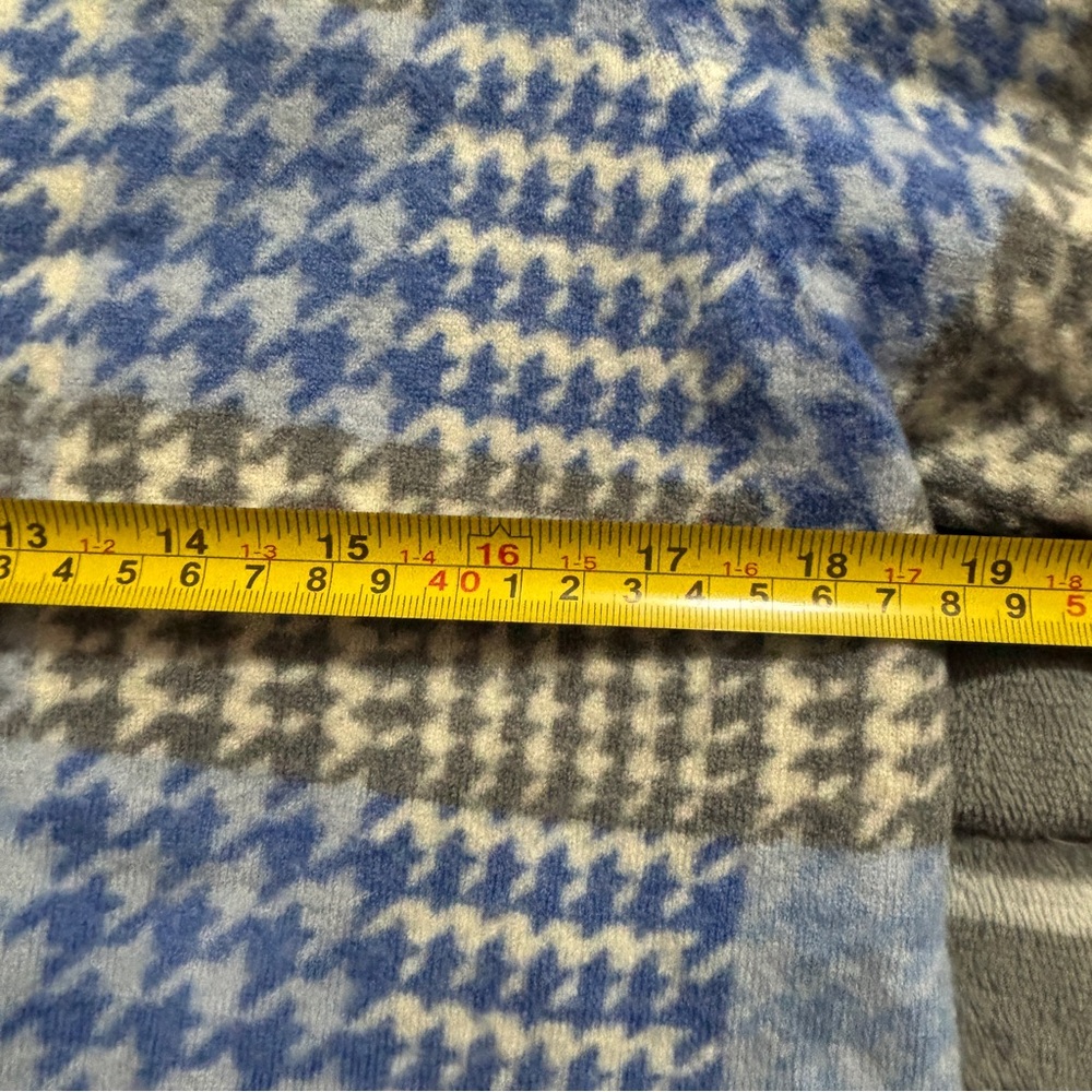 100% Merino Wool 3/4 Sleeve Open Cardigan Women's Blue And Tan Talbots - Picture 6 of 10